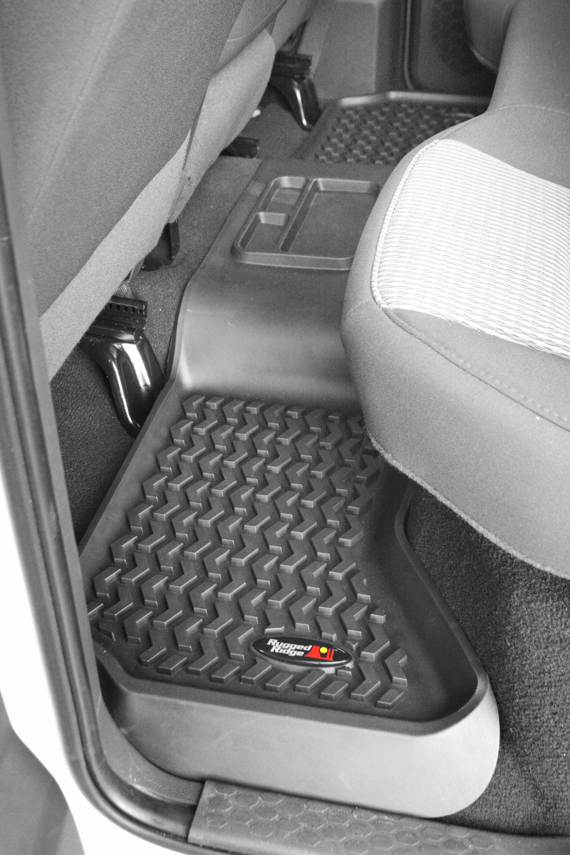 Dodge Ram 1500 Floor Liners - Rear - Rugged Ridge - All Terrain - Black - `02-`18